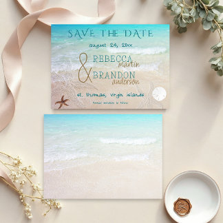 Seashore Save the Date Sand Dollar Announcement