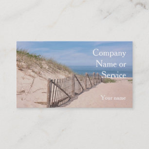 Seashore scene with beach fence and sand dune business card