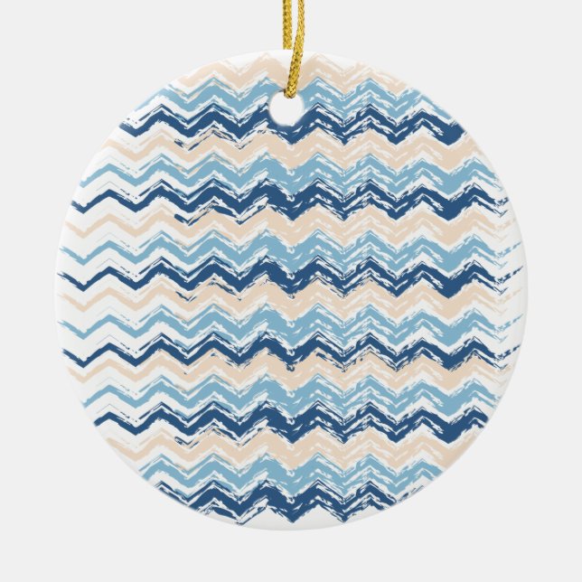 Seashore Scribble ZigZag Ceramic Tree Decoration (Front)