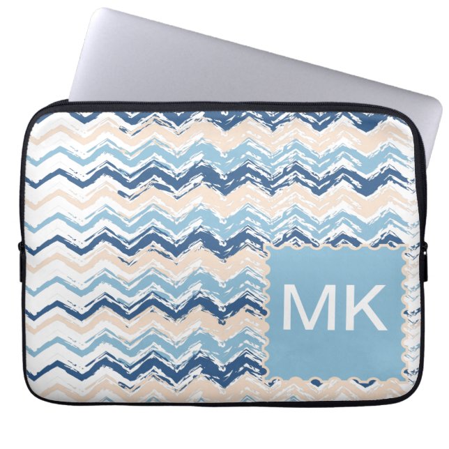 Seashore Scribble ZigZag Laptop Sleeve (Front)