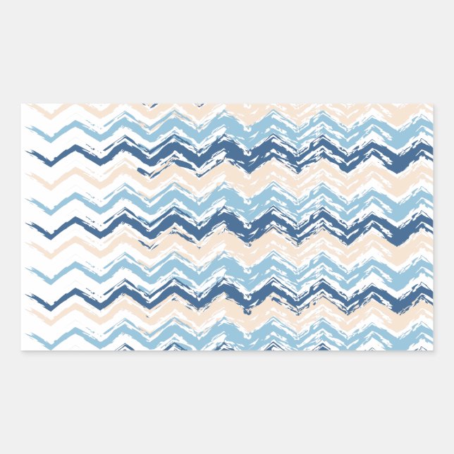Seashore Scribble ZigZag Rectangular Sticker (Front)