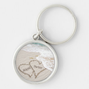 Seashore Starfish and Beach Hearts Key Ring