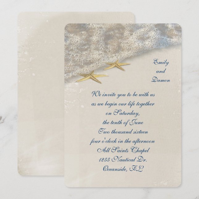Seashore Starfish Wedding Invitation (Front/Back)
