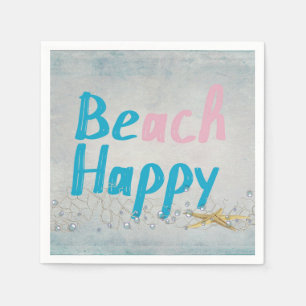 seashore starfish with happy quote napkin