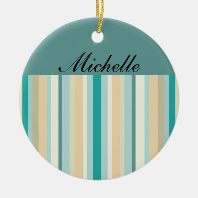 Seashore Stripes Pattern Ceramic Tree Decoration (Front)
