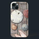 Seashore Treasures iPhone 13 Case<br><div class="desc">Megan Meagher is known for her simple art pieces. This image captures the simplicity of the seashore's treasures, including sand dollars and seashells in a pastel coloured tone. Meagher encompasses a wooden background in her image to contrast these treasures. Get this fine art print today on wood colour on your...</div>