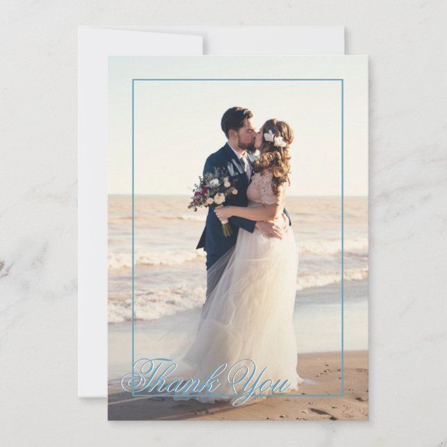 Seashore Treasures Wedding Photo Thank You Card (Front)
