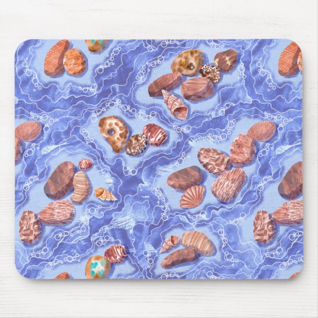 Seashore, waves, pebbles mouse mat (Front)