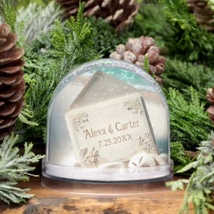 Seashore Wedding Names and Date Snowglobe