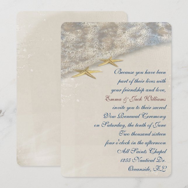 Seashore  Wedding Vow Renewal Invitation (Front/Back)
