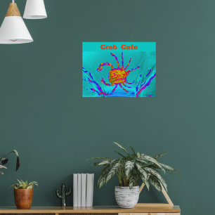 Seaside Art Cool Crab Turquoise Poster