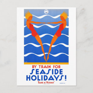 Seaside Australia Vintage Travel Poster Restored Postcard