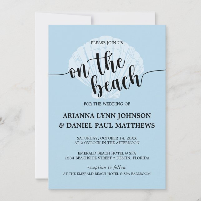 Seaside Beach Blue Summer On The Beach Invitation (Front)