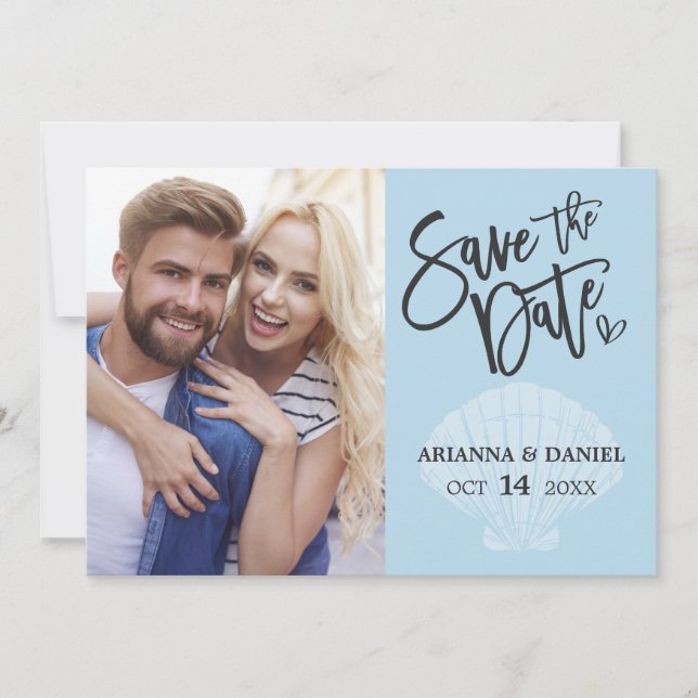 Seaside Beach Blue Summer Save The Date (Front)