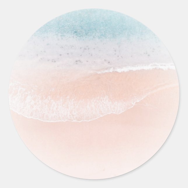 Seaside Beach Sand Blue Sea Blank Template Classic Round Sticker (Front)