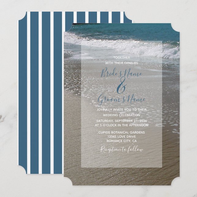 Seaside Beach & Sand Wedding Invitations (Front/Back)