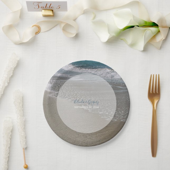 Seaside Beach & Sand Wedding  Paper Plate (Wedding)