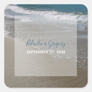 Seaside Beach & Sand Wedding Square Sticker