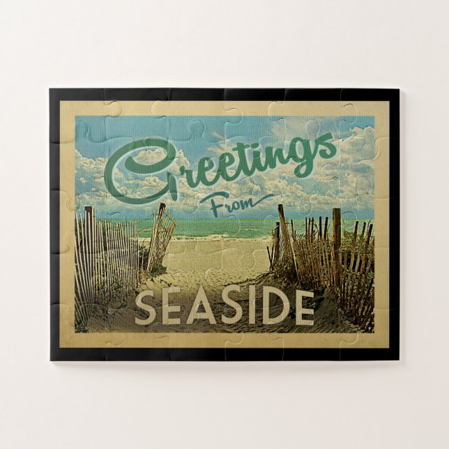 Seaside Beach Vintage Travel Jigsaw Puzzle (Horizontal)