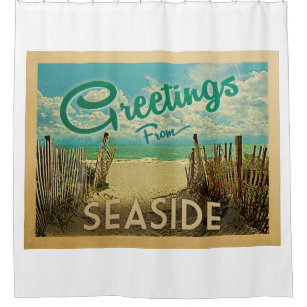 Seaside Beach Vintage Travel Shower Curtain