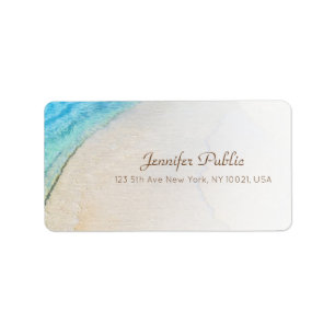 Seaside Beach Waves Modern Handwritten Script Label