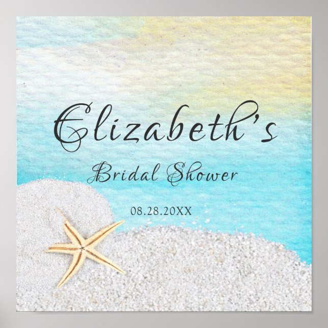 Seaside Beach White Sand Bridal Shower Wedding Poster (Front)