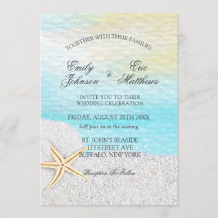 Seaside Beach White Sand Wedding Invitation