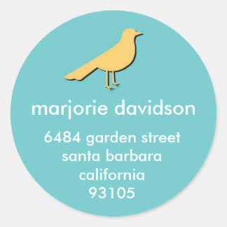 Seaside bird address labels yellow blue
