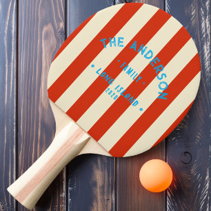Seaside Blood Orange Striping & Family Name Ping Pong Paddle