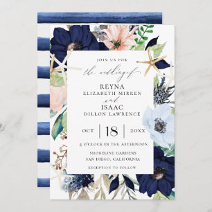 Seaside Botanical Wedding Invitation