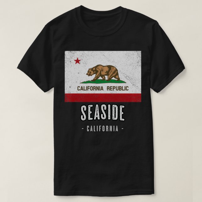 SEASIDE  California  Cali City Souvenir  CA Flag T T-Shirt (Design Front)