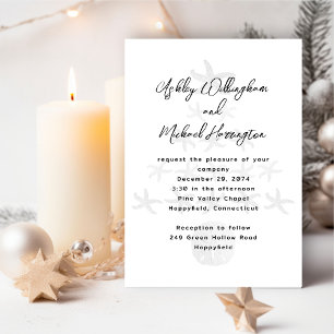 Seaside Christmas Tree White Wedding Invitation