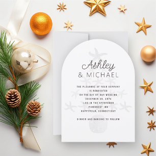 Seaside Christmas White Wedding Arch Invitation