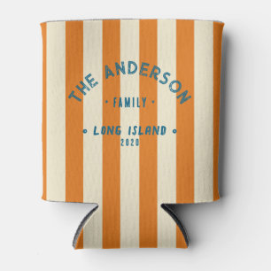 Seaside Clean Warm Citrus Striping & Family Name Can Cooler