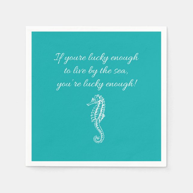 Seaside Coastal cocktail beach napkins (Front)