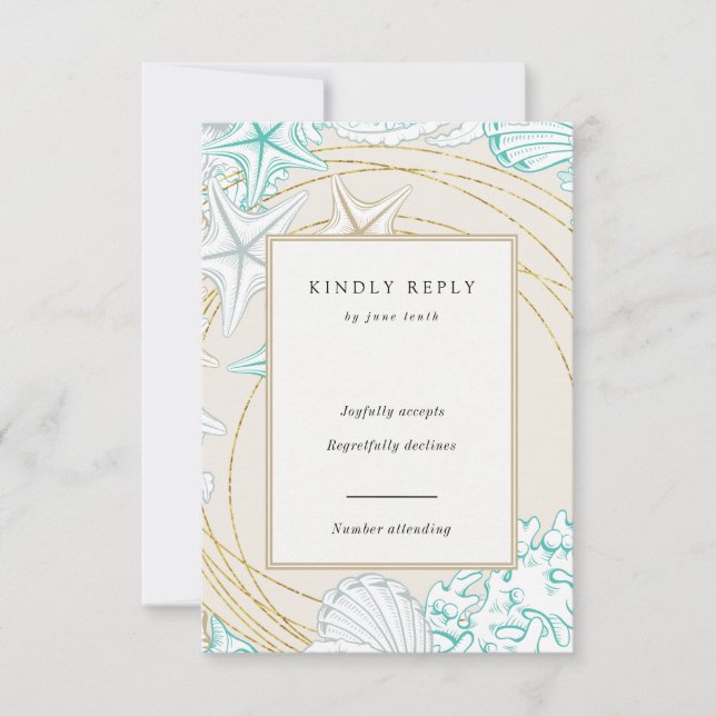 seaside coastal elegant Vertical RSVP Card (Front)