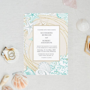 seaside coastal elegant Wedding Invitation