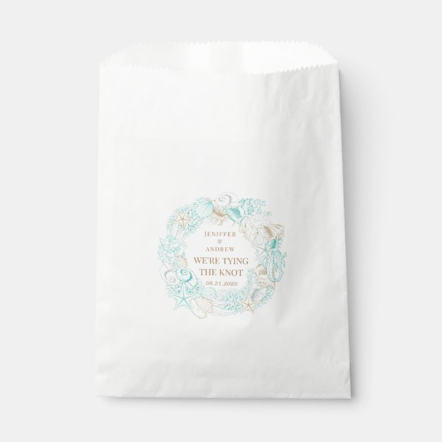 seaside coastal save the date monogram favour bags (Front)