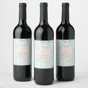 seaside coastal save the date monogram wine label