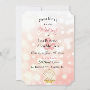 Seaside Coral Clam and Pearl  Wedding invitations