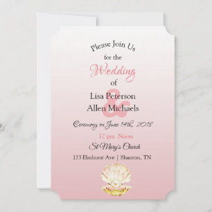 Seaside Coral Clam and Pearl  Wedding invitations