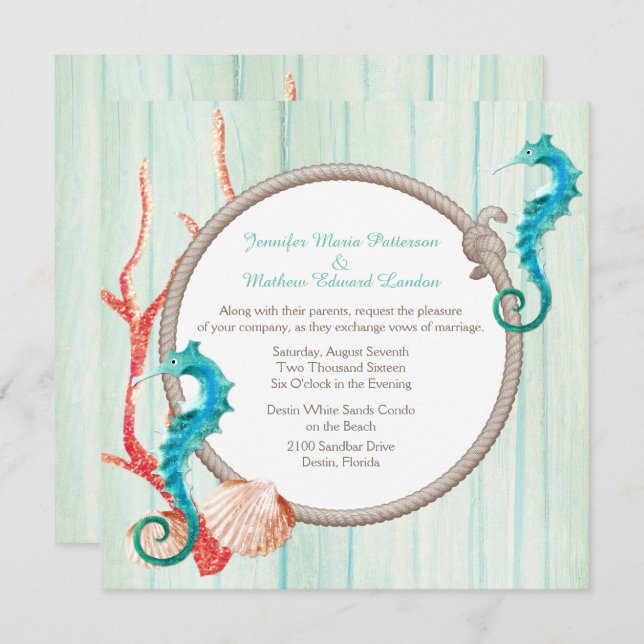 Seaside Cottage Chic Wedding Invitation (Front/Back)