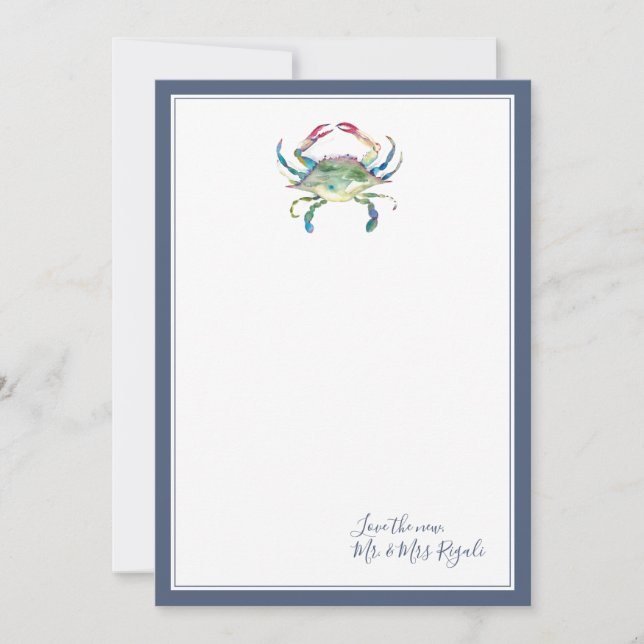 Seaside Crab Wedding Thank You Cards (Front)
