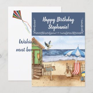 Seaside Day at the Beach Personalized  Thank You Card