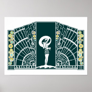 Seaside Deco in Teal and Yellow Poster