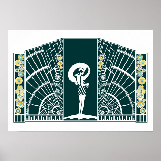 Seaside Deco in Teal and Yellow Poster (Front)