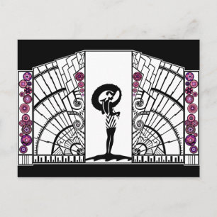 Seaside Deco in White and Pink Postcard