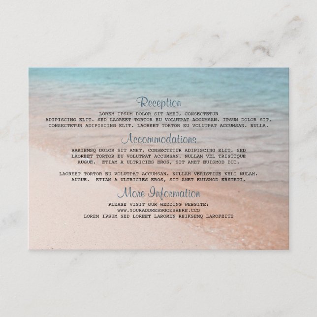 Seaside Destination Wedding Details Enclosure Card (Front)