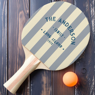 Seaside Dove Grey Striping & Family Name Ping Pong Paddle