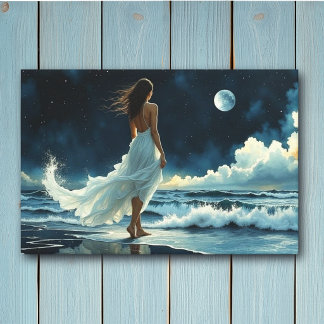 Seaside Escape under the Moon | Coastal Art Canvas Print